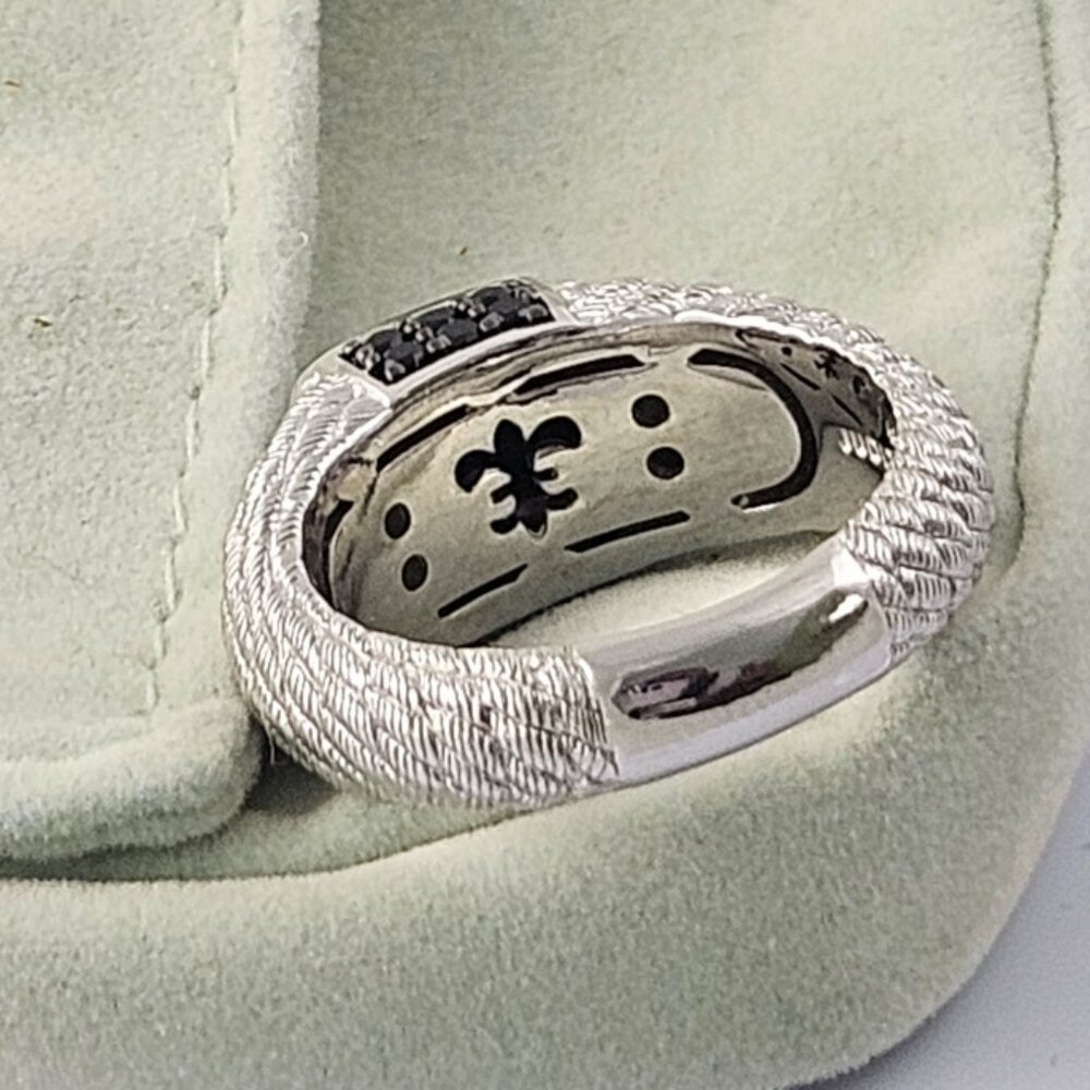 Judith Ripka Black CZ & 925 Silver Ring Statement Sz 8 - Picture 8 of 10